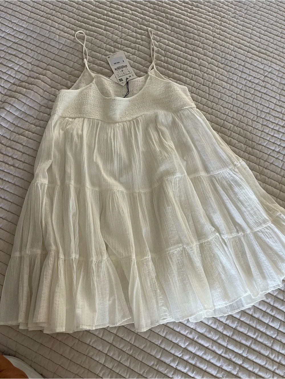 Zara White Tiered Spaghetti-Strap Sundress